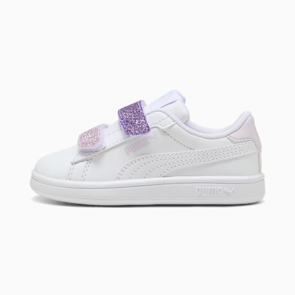 Smash 3.0 L Glitter V Toddlers' Sneakers, PUMA White-Lavender Alert-Lilac Frost, extralarge