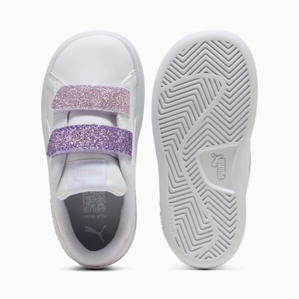 Smash 3.0 L Glitter V Toddlers' Sneakers, PUMA White-Lavender Alert-Lilac Frost, extralarge