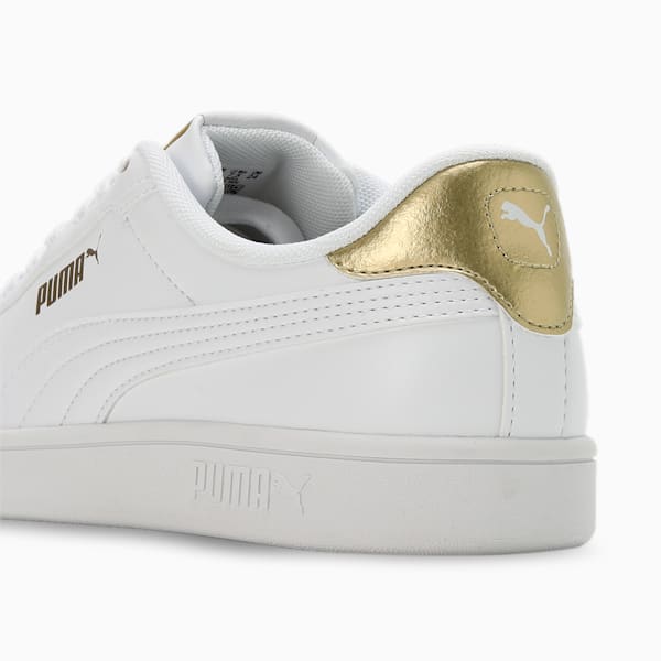 PUMA SMASH V1 Women's Sneakers, PUMA White-Metallic Gold, extralarge-IND