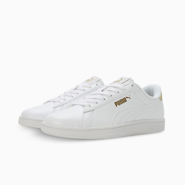 SMASH V1 Women's Sneakers, PUMA White-Metallic Gold, extralarge-IND
