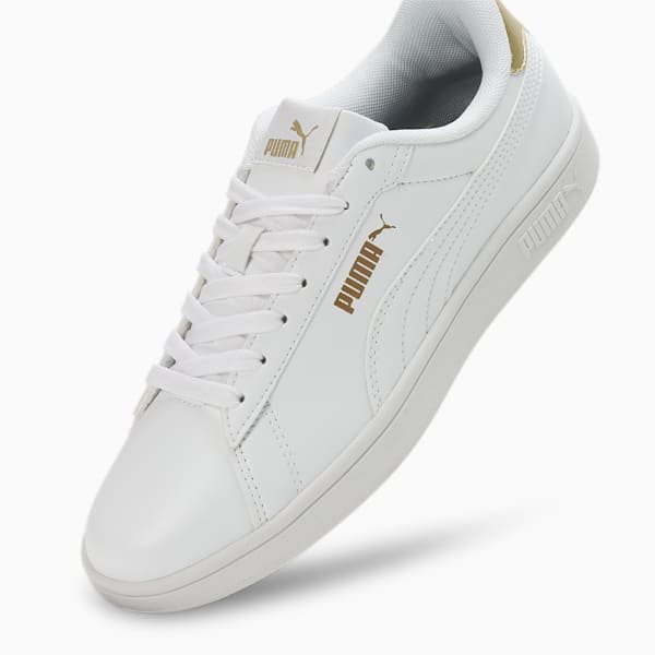 PUMA SMASH V1 Women's Sneakers, PUMA White-Metallic Gold, extralarge-IND