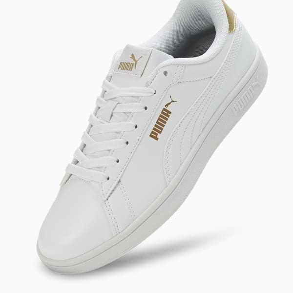 SMASH V1 Women's Sneakers, PUMA White-Metallic Gold, extralarge-IND
