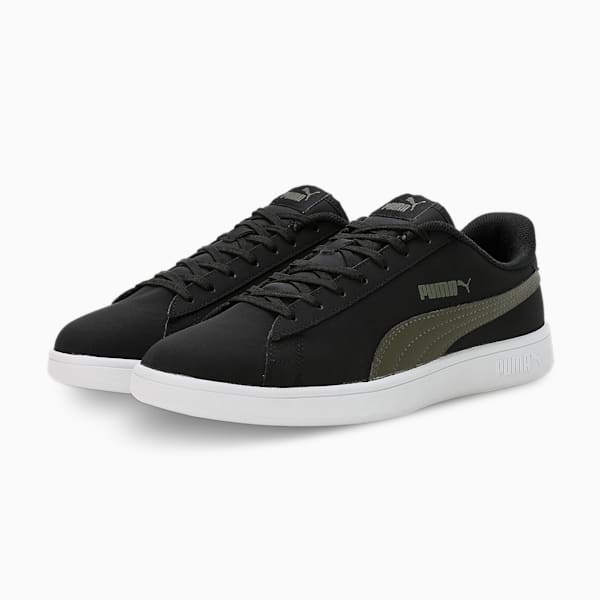 PUMA Smash V2 Buck Unisex Sneakers, Puma Black-Forest Night, extralarge-IND