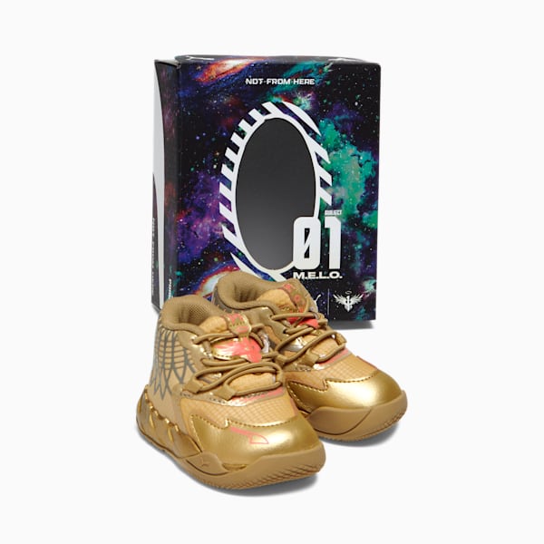 PUMA x LAMELO BALL MB.01 Golden Child Toddlers' Shoes, Metallic Gold-Fiery Coral, extralarge