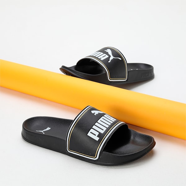 Leadcat 2.0 V1 Unisex Slides, PUMA Black-Metallic Gold-PUMA White, extralarge-IND