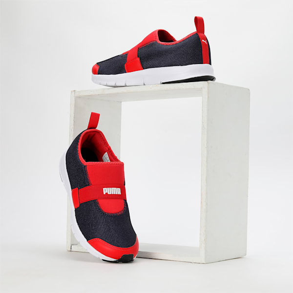 Flex V1 Youth Sneakers, Peacoat-High Risk Red-Puma White, extralarge-IND