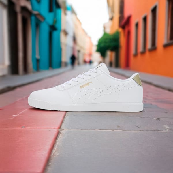 Carina Slim Perf Women's Sneakers, PUMA White-PUMA Gold, extralarge-IND