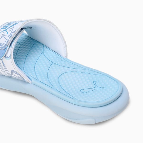 Royalcat Comfort Softride Women's Floral Slides, Icy Blue-Blissful Blue-Regal Blue, extralarge-IND