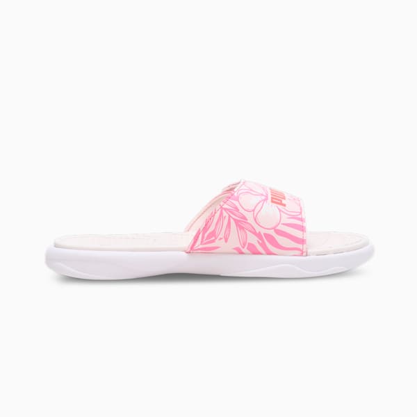 Royalcat Comfort Softride Women's Floral Slides, PUMA White-Frosty Pink-Strawberry Burst, extralarge-IND