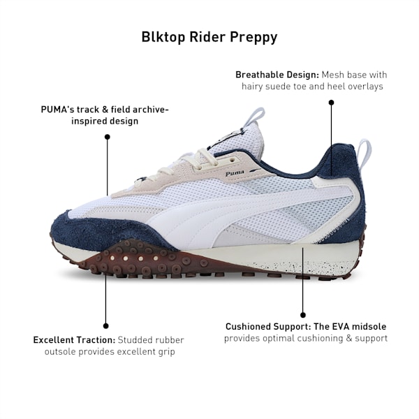 Blktop Rider Preppy Unisex Sneakers, PUMA White-Silver Mist, extralarge-IND