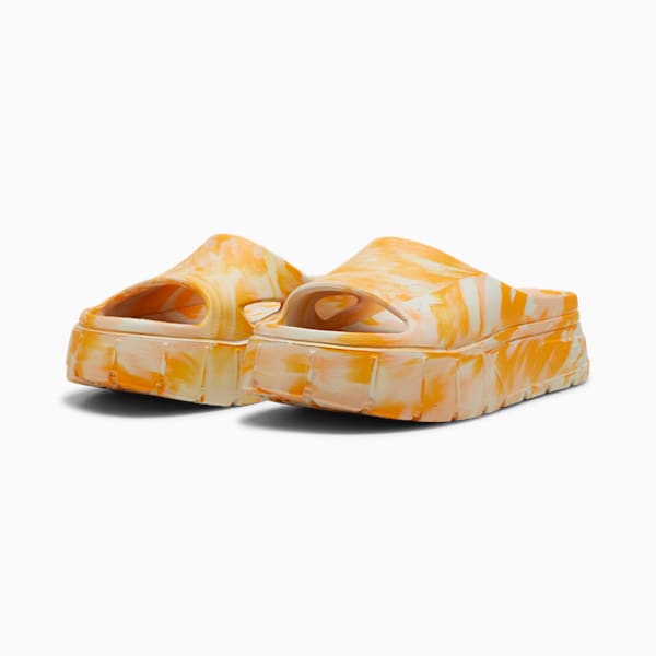 Mayze Stack Injex Marble Women's Slides, Clementine-Peach Fizz-Sugared Almond, extralarge