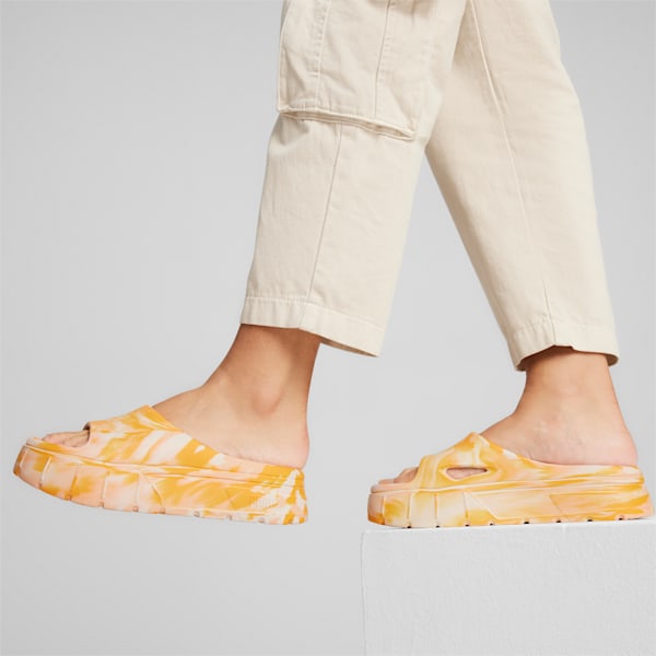 Mayze Stack Injex Marble Women's Slides, Clementine-Peach Fizz-Sugared Almond, extralarge