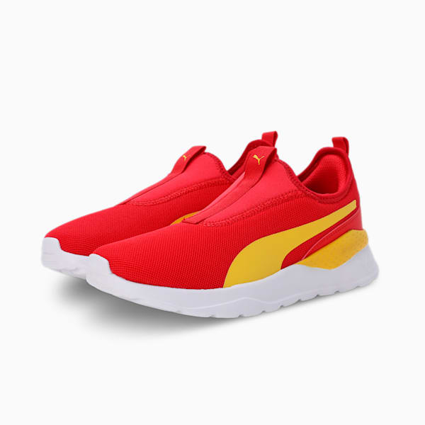 PUMA Anzarun Krick Slip-On Youth Shoes, PUMA Red-Pelé Yellow-PUMA White, extralarge-IND
