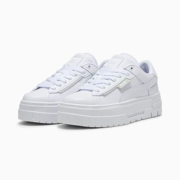 Mayze Crashed Leather Women's Sneakers, PUMA White, extralarge-IND