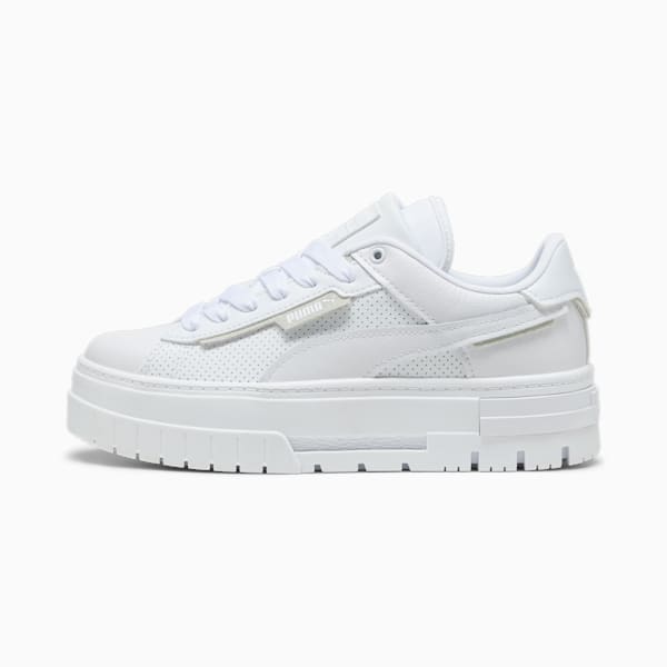 ウィメンズ メイズ クラッシュド レザー スニーカー, PUMA White, extralarge-JPN