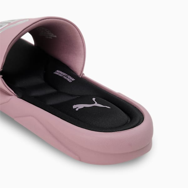 Royalcat Memory Foam Women's Slides, Elderberry-PUMA Silver-PUMA Black, extralarge-IND