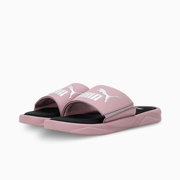 Royalcat Memory Foam Women's Slides, Elderberry-PUMA Silver-PUMA Black, extralarge-IND