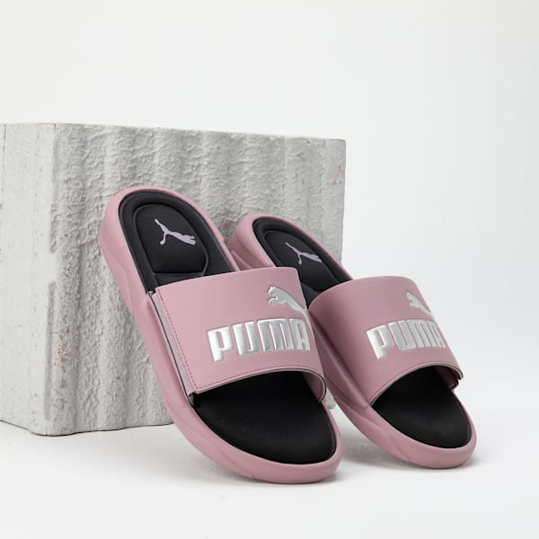 Royalcat Memory Foam Women's Slides, Elderberry-PUMA Silver-PUMA Black, extralarge-IND