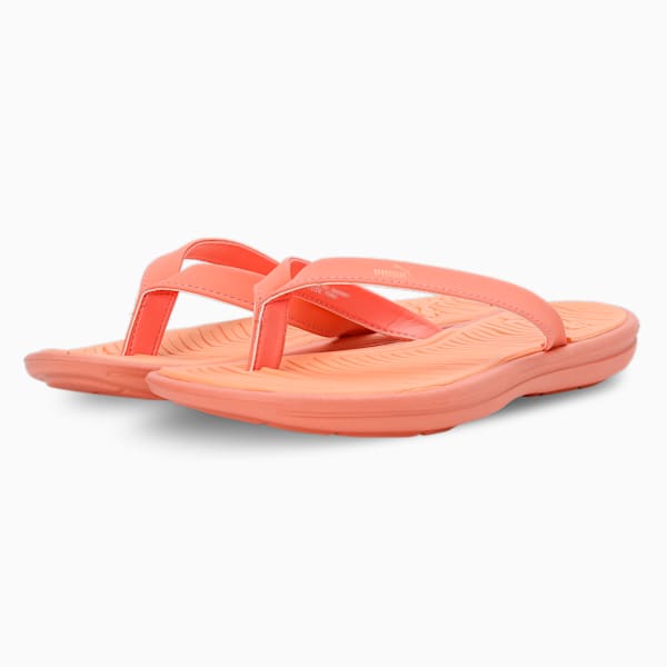 Daisy V2 Women's Flip-Flops, Orange Peach-Hibiscus Flower, extralarge-IND