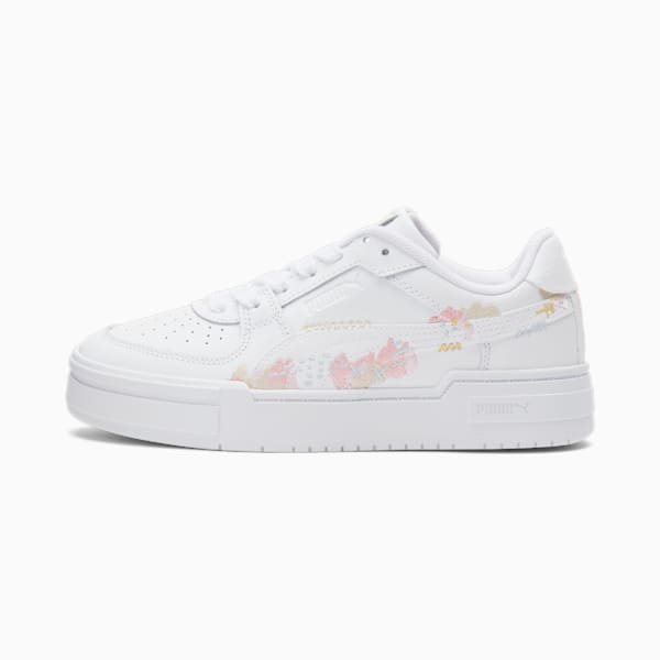 CA Pro Embroidered Women's Sneakers, PUMA White-Peach Smoothie-Flaxen, extralarge