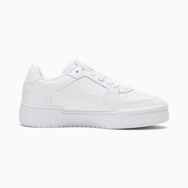 Zapatos deportivos bordados CA Pro para mujer, PUMA White-Peach Smoothie-Flaxen, extragrande