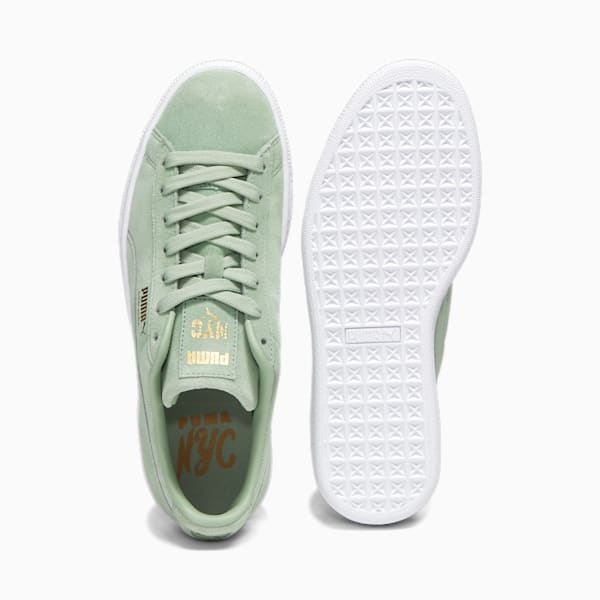 Zapatos deportivos de gamuza NYC para mujer, Green Fog-PUMA White-Sand Dune, extragrande