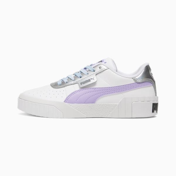 Cali Frozen Over Big Kids' Sneakers, PUMA White-Vivid Violet-Puma Silver, extralarge
