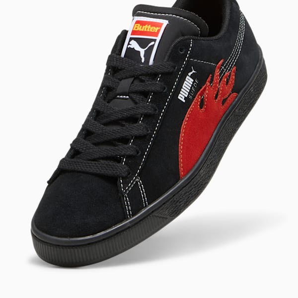 PUMA x BUTTER GOODS Men's Suede Sneakers, PUMA Black-PUMA Red, extralarge