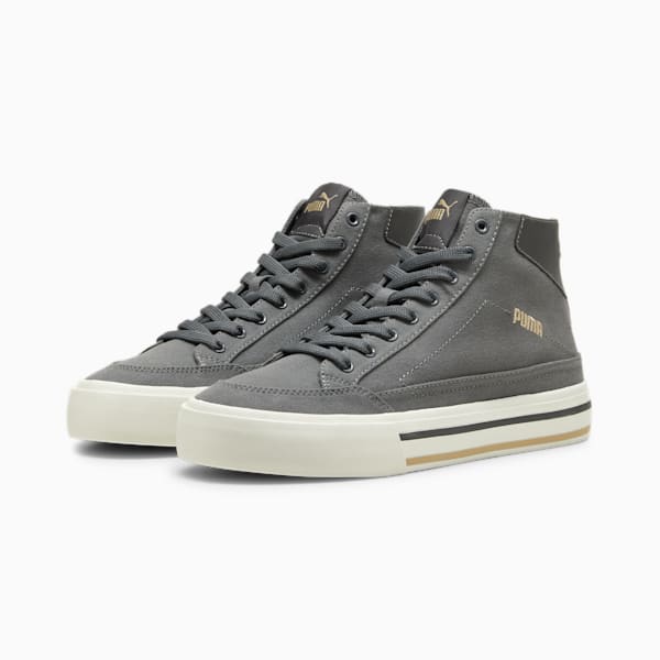 Court Classic Vulc Mid Men's Sneakers, Mineral Gray-Prairie Tan-PUMA White, extralarge