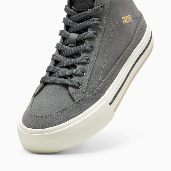 Tenis Court Classic Vulc Mid, Mineral Gray-Prairie Tan-PUMA White, extralarge