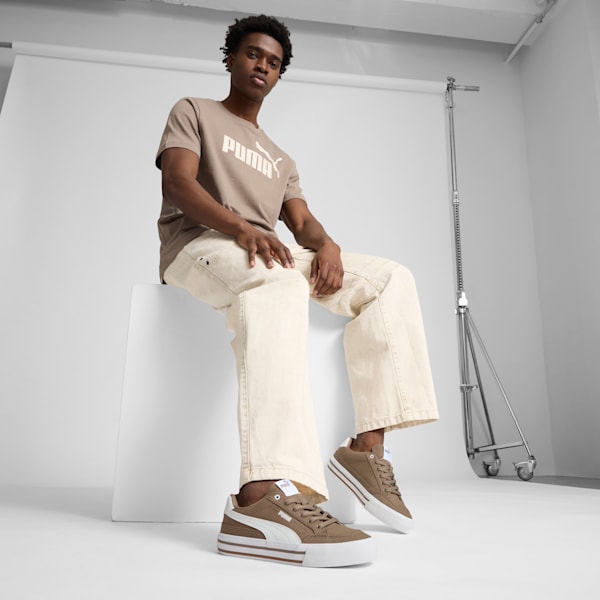 Tenis Court Classic Vulc Formstrip, Totally Taupe-PUMA White, extralarge