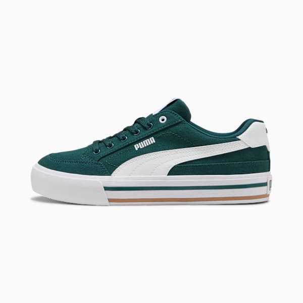 Court Classic Vulcanized Formstrip Men's Sneakers, Green Terrain-PUMA White, extralarge