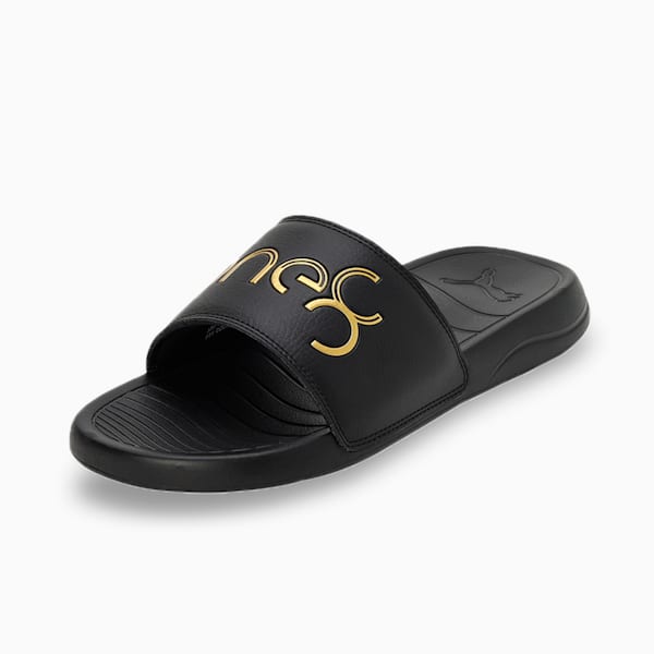 PUMA x one8 Popcat 20 Unisex Slides, Puma Black-Puma Team Gold, extralarge-IND