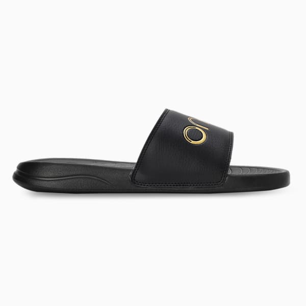 PUMA x one8 Popcat 20 Unisex Slides, Puma Black-Puma Team Gold, extralarge-IND