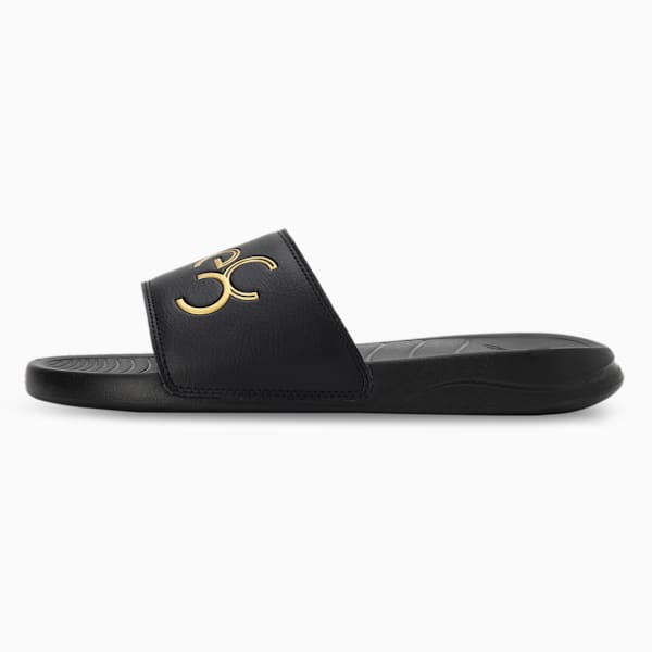 PUMA x one8 Popcat 20 Unisex Slides, Puma Black-Puma Team Gold, extralarge-IND