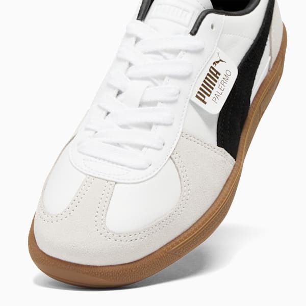 Tenis casuales de piel Palermo para hombre, PUMA White-Vapor Gray-Gum, extralarge