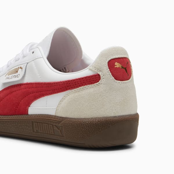 Palermo Leather Sneakers, PUMA White-Vapor Gray-Club Red, extralarge