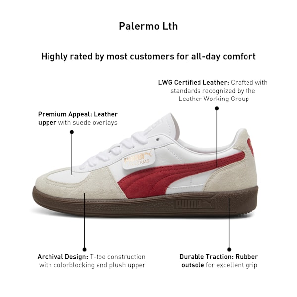 Palermo Lth Sneakers, PUMA White-Vapor Gray-Club Red, extralarge-IND