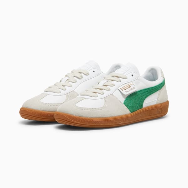 Palermo Leather Sneakers, PUMA White-Vapor Gray-Archive Green, extralarge