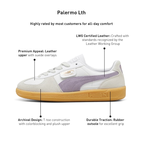 Palermo Lth Sneakers, PUMA White-Pale Plum-Gum, extralarge-IND