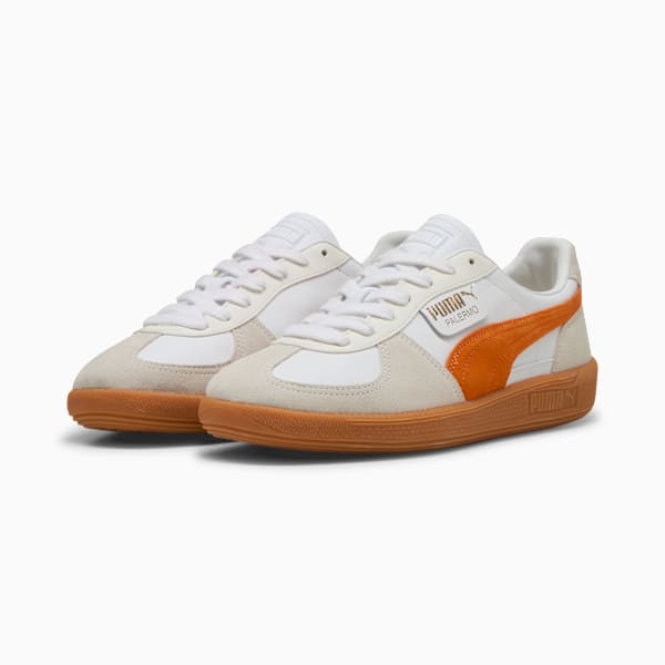 Palermo Leather Sneakers, PUMA White-Warm White-Orange Glo, extralarge