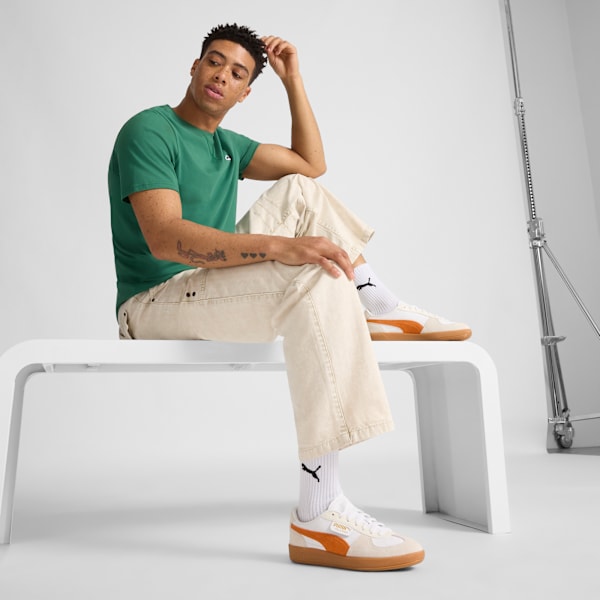 Palermo Leather Sneakers, PUMA White-Warm White-Orange Glo, extralarge