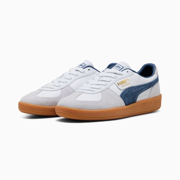 Tenis casuales de piel Palermo, PUMA White-Dark Indigo, extralarge