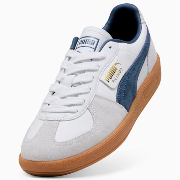 Tenis casuales de piel Palermo, PUMA White-Dark Indigo, extralarge