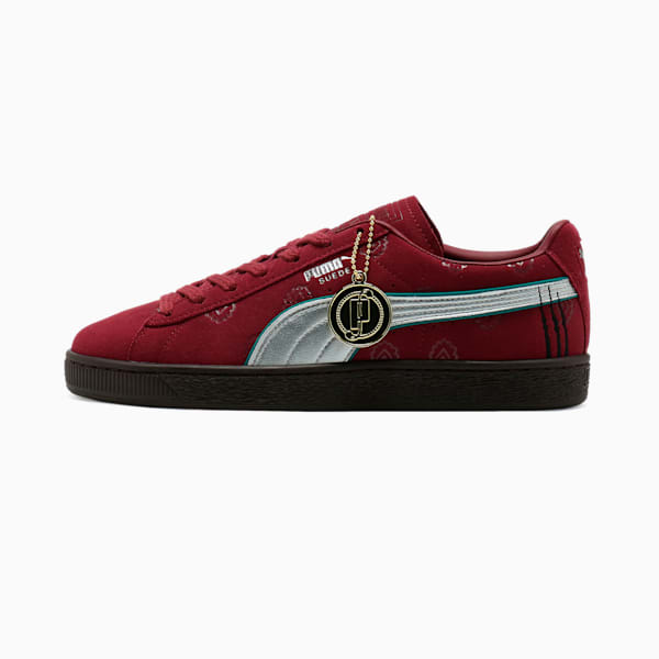 ユニセックス PUMA x ワンピース 赤髪のシャンクス スウェード スニーカー, Team Regal Red-PUMA Silver, extralarge-JPN