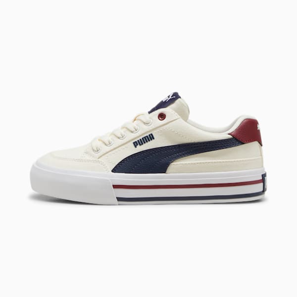 Court Classic Vulc Formstrip Big Kids' Sneakers, Warm White-PUMA Navy-Sugared Almond, extralarge