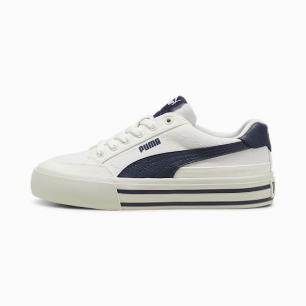 Court Classic Vulc Formstrip Youth Sneakers, PUMA White-PUMA Navy-Vapor Gray, extralarge
