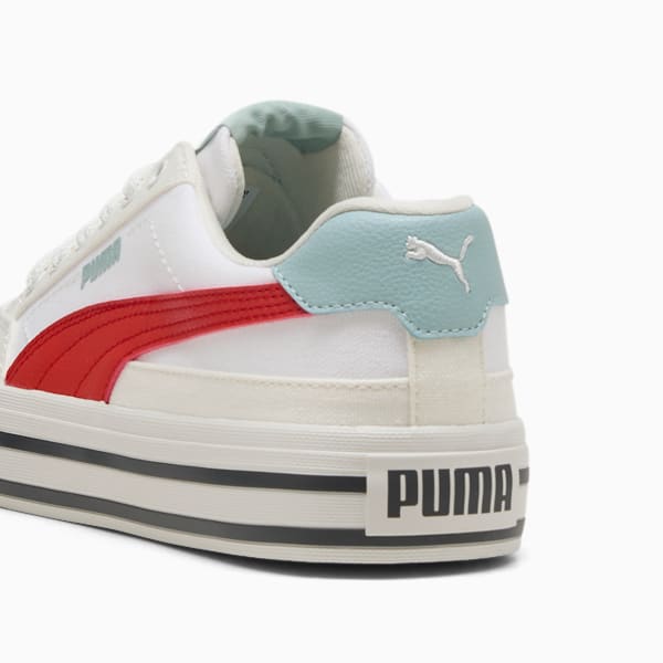 Court Classic Vulc Formstrip Big Kids' Sneakers, PUMA White-Red Fire-Vapor Gray, extralarge