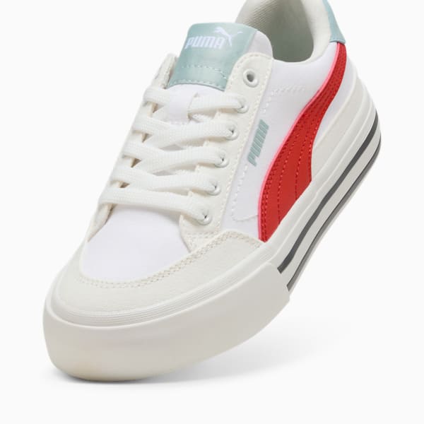 Court Classic Vulc Formstrip Big Kids' Sneakers, PUMA White-Red Fire-Vapor Gray, extralarge