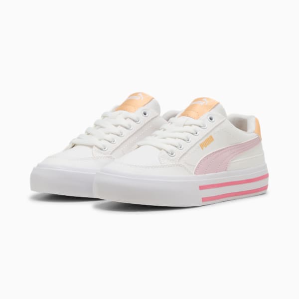 Chaussures Court Classic Vulc Enfant et Adolescent, PUMA White-Rose Mauve-Almost Apricot, extralarge